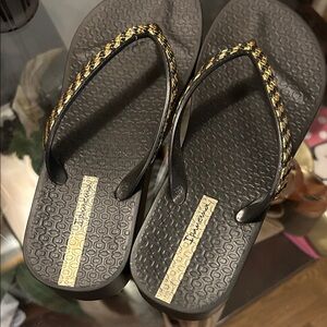 Ipanema Black and Gold Sandals